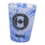 SHOT GLASS FROSTED BLUE MONTREAL VINTAGE