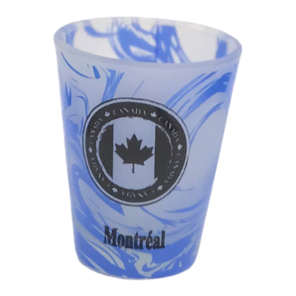 SHOT GLASS FROSTED BLUE MONTREAL VINTAGE