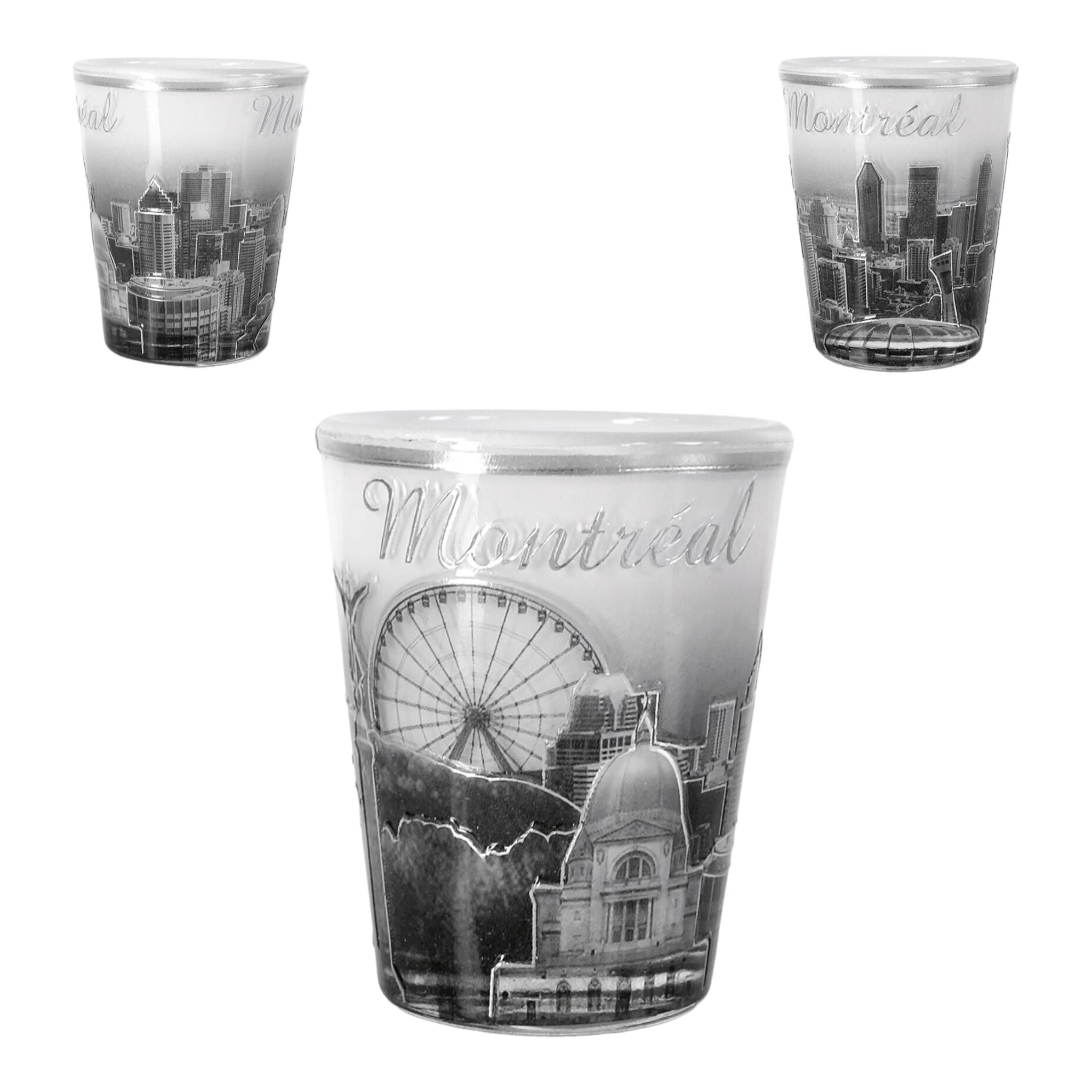 SHOT GLASS MONTREAL BLACK AND WHITE W/ SILVER