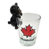 SHOT GLASS MONTREAL RED MAPLE LEAF W/ HANGING BEAR