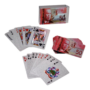 SILVER POKER CARDS - CANADA 50 DOLLARS NOTE PLAYING CARDS