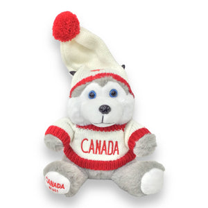 STUFFED ANIMAL POLAR BEAR - HUSKY -  MOOSE W/ CANADA RED AND WHITE MAPLE LEAF SWEATER & HAT PLUSH