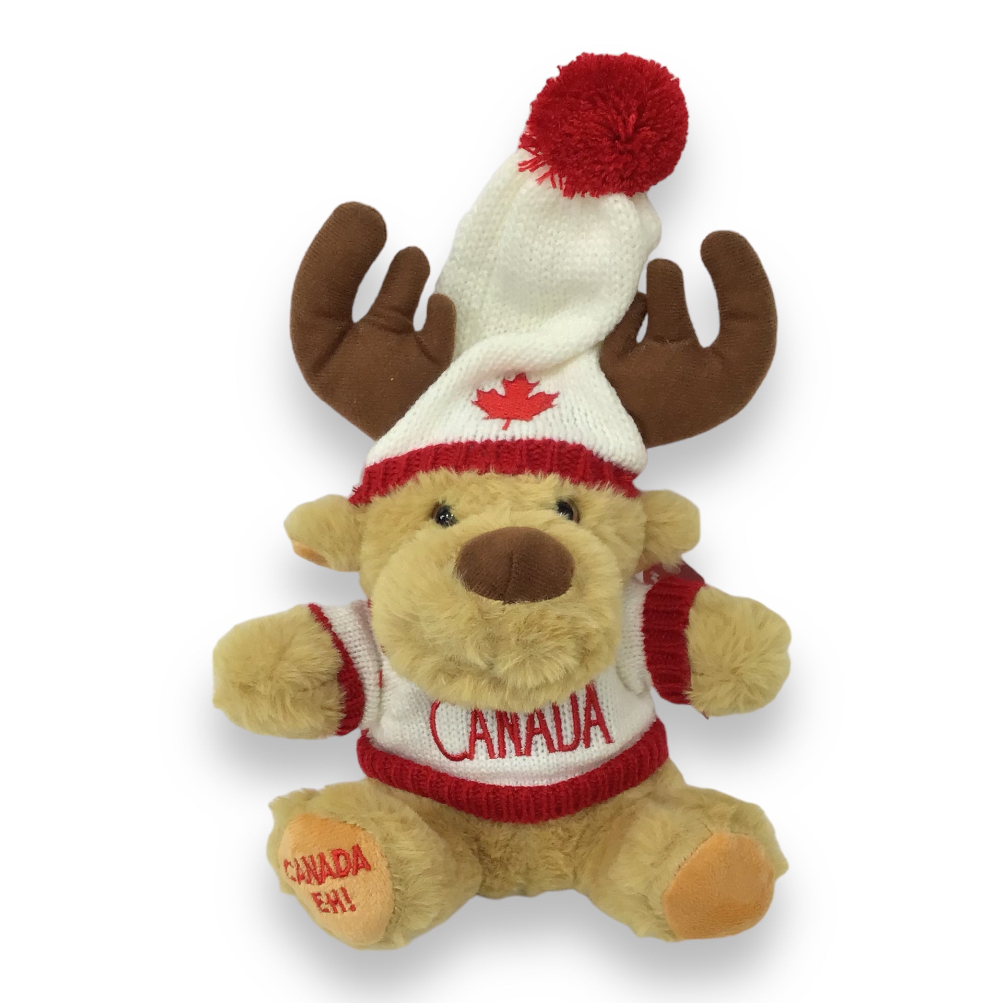 STUFFED ANIMAL POLAR BEAR - HUSKY -  MOOSE W/ CANADA RED AND WHITE MAPLE LEAF SWEATER & HAT PLUSH