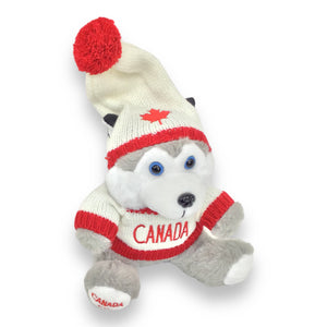 STUFFED ANIMAL POLAR BEAR - HUSKY -  MOOSE W/ CANADA RED AND WHITE MAPLE LEAF SWEATER & HAT PLUSH