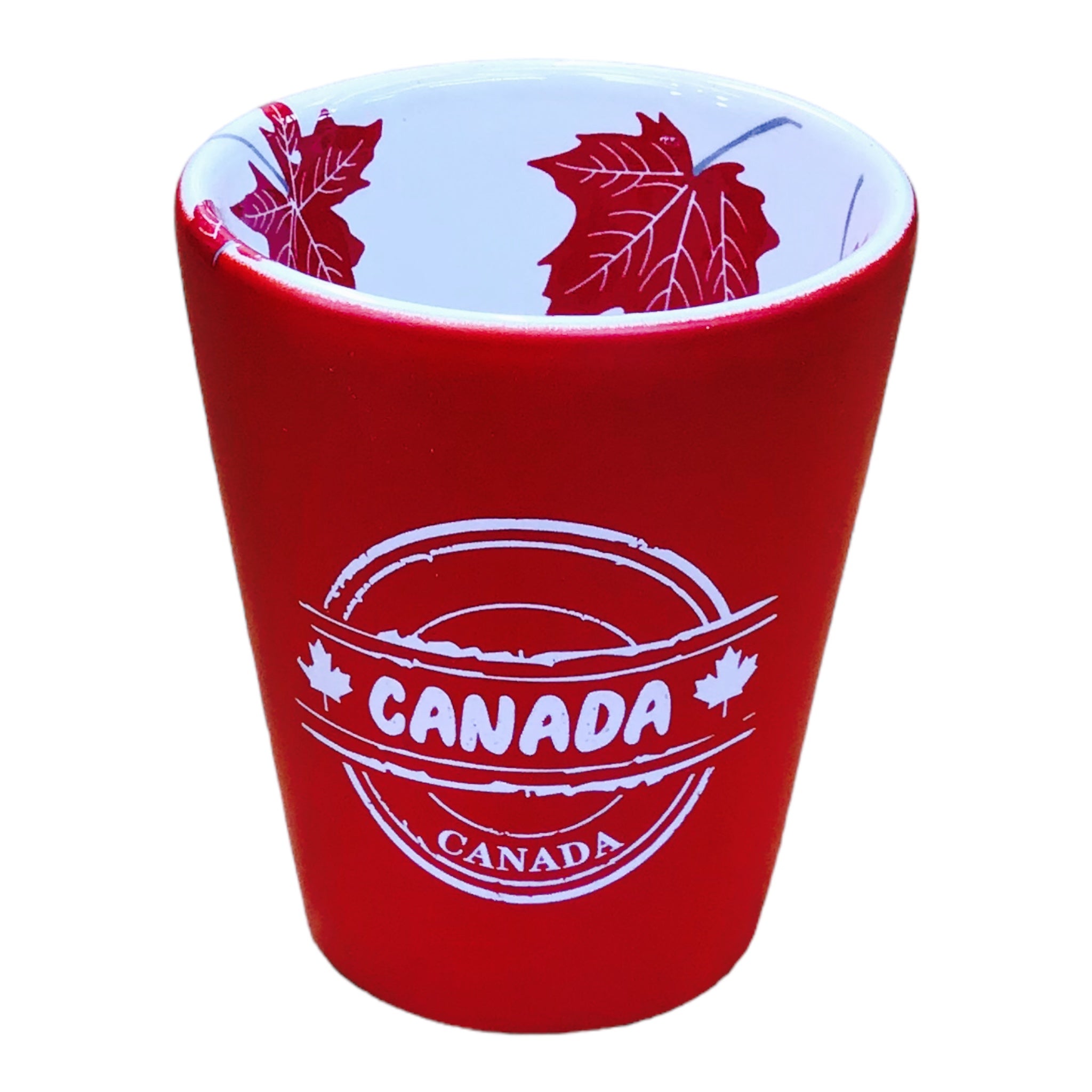 Shot Glass Canada Red Leaf Ceramic Whiskey Shooter 1.5oz