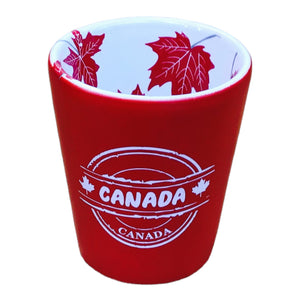 Shot Glass Canada Red Leaf Ceramic Whiskey Shooter 1.5oz