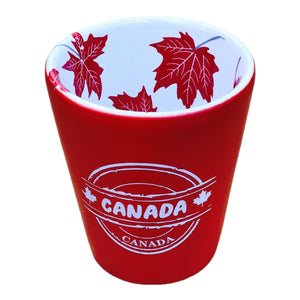 Shot Glass Canada Red Leaf Ceramic Whiskey Shooter 1.5oz