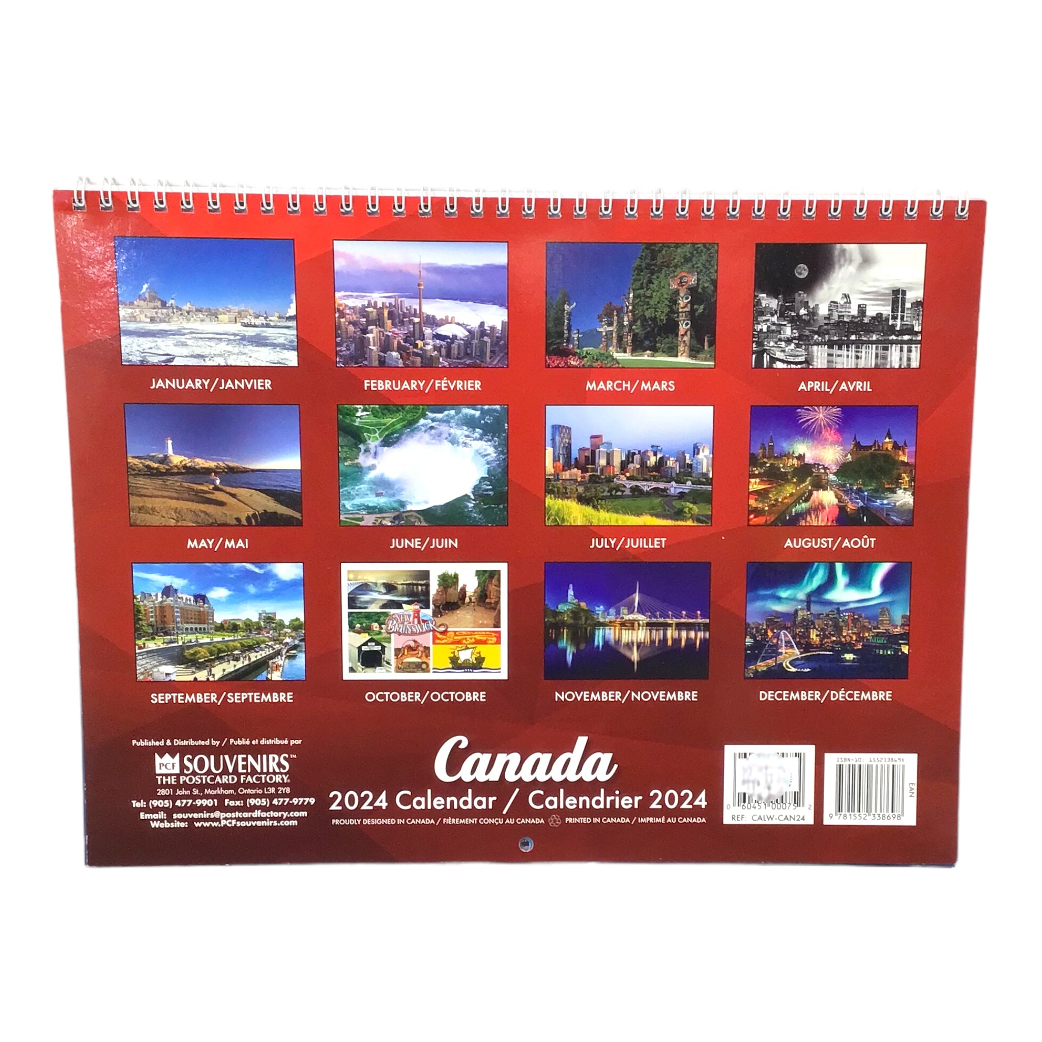 Souvenir Canada Wall Calendar 2024, Great Gift Idea For Canada Lovers! Different Province Landmark Pictures