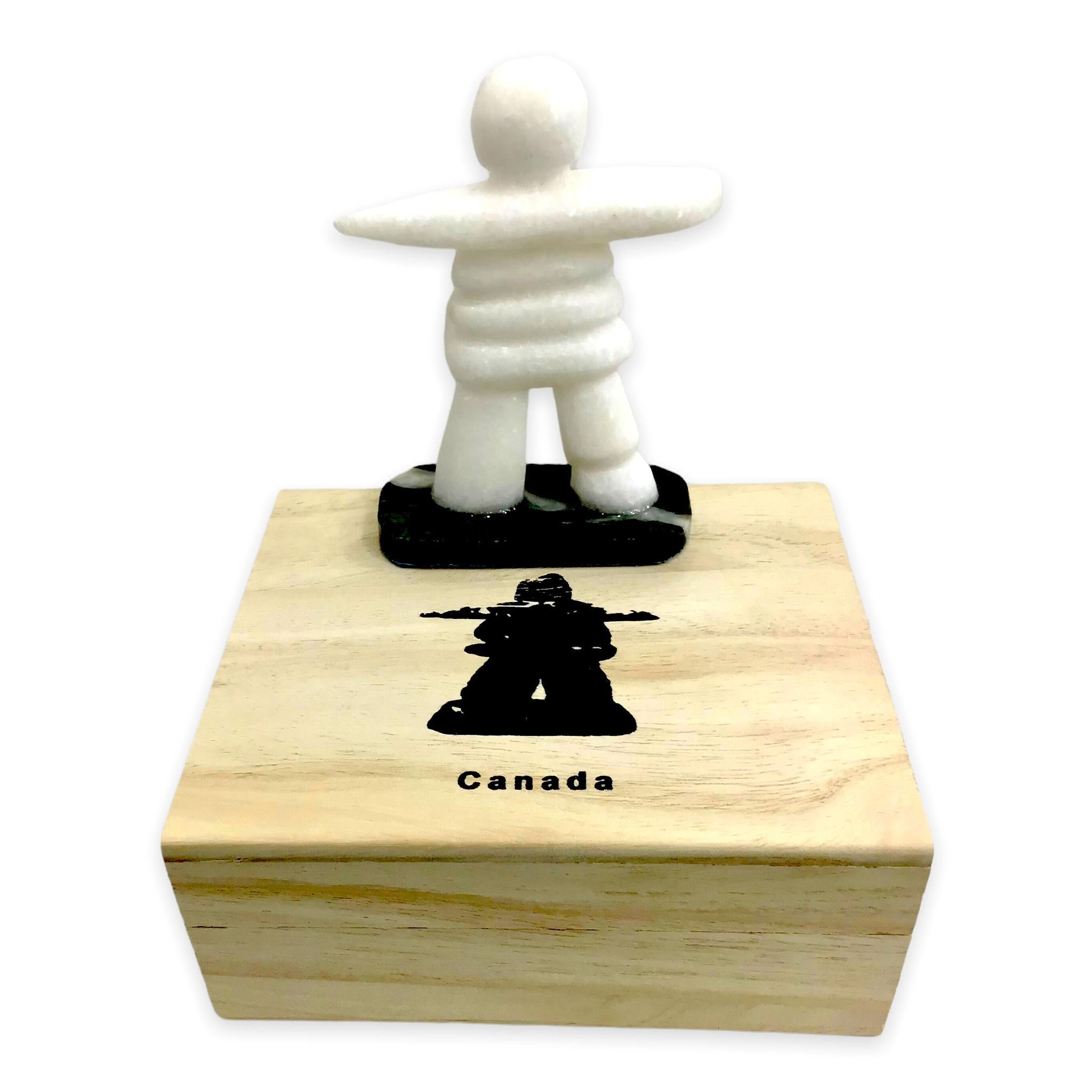 Star Marble Inukshuk, canadian made, hand carved, star marble, inukshuk, canadian sculpture, sculptures, collectables 2.5” with Jade Base and Gift Boxed - Canadian Souvenir