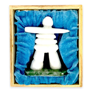 Star Marble Inukshuk, canadian made, hand carved, star marble, inukshuk, canadian sculpture, sculptures, collectables 2.5” with Jade Base and Gift Boxed - Canadian Souvenir