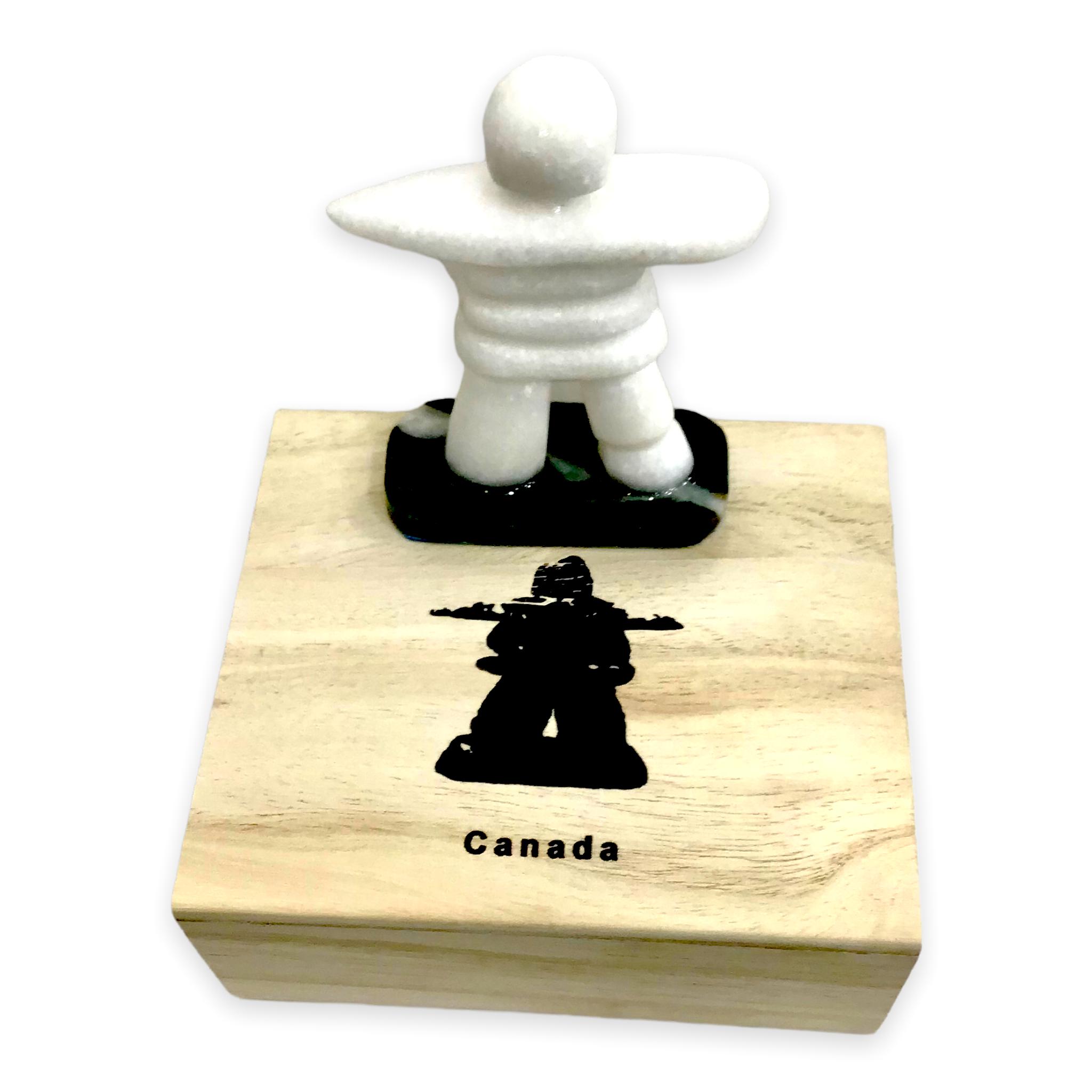 Star Marble Inukshuk, canadian made, hand carved, star marble, inukshuk, canadian sculpture, sculptures, collectables 2.5” with Jade Base and Gift Boxed - Canadian Souvenir