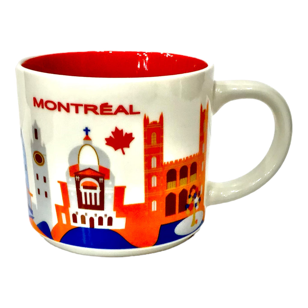 CANADA COFFEE MUG - EXPLORE THE NORTH WHITE PRINT W/ RED BACKGROUND TE