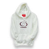 WOMEN CREAM OFF-WHITE FAUX FUR HOODIE - CANADA MAPLE LEAF EMBROIDERY FRONT THEMED SWEATSHIRT