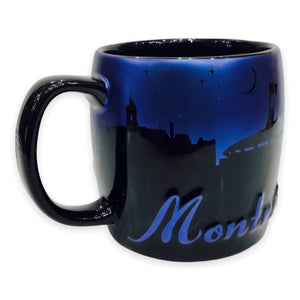 22oz Large Coffee Mug - Montréal Skyline Scenic View Midnight- Over sized Blue and Black Coffee Cup - Hot Tea Chocolate
