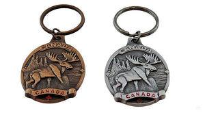 2pc Canada Moose Keychain Metal Silver & Bronze Color