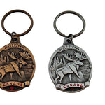 2pc Canada Moose Keychain Metal Silver & Bronze Color