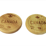 3 in 1 Canada Coaster Bottle Opener and Fridge Magnet Bamboo 3 inches Circle Engraved with Canada Maple Leaf & Moose Design
