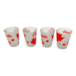 4 Canada Red Maple Leaf Frosted Shot Glasses | Best Gift Idea or Bachelor Party Favor | Shots | Whiskey Glasses | Cocktail Glasses | Bar Glasses | Couple Glass