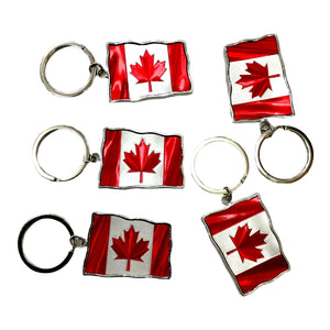 5 Keychains - Canadian Waving National Flag Porte Clé. Metal DieCast Souvenir