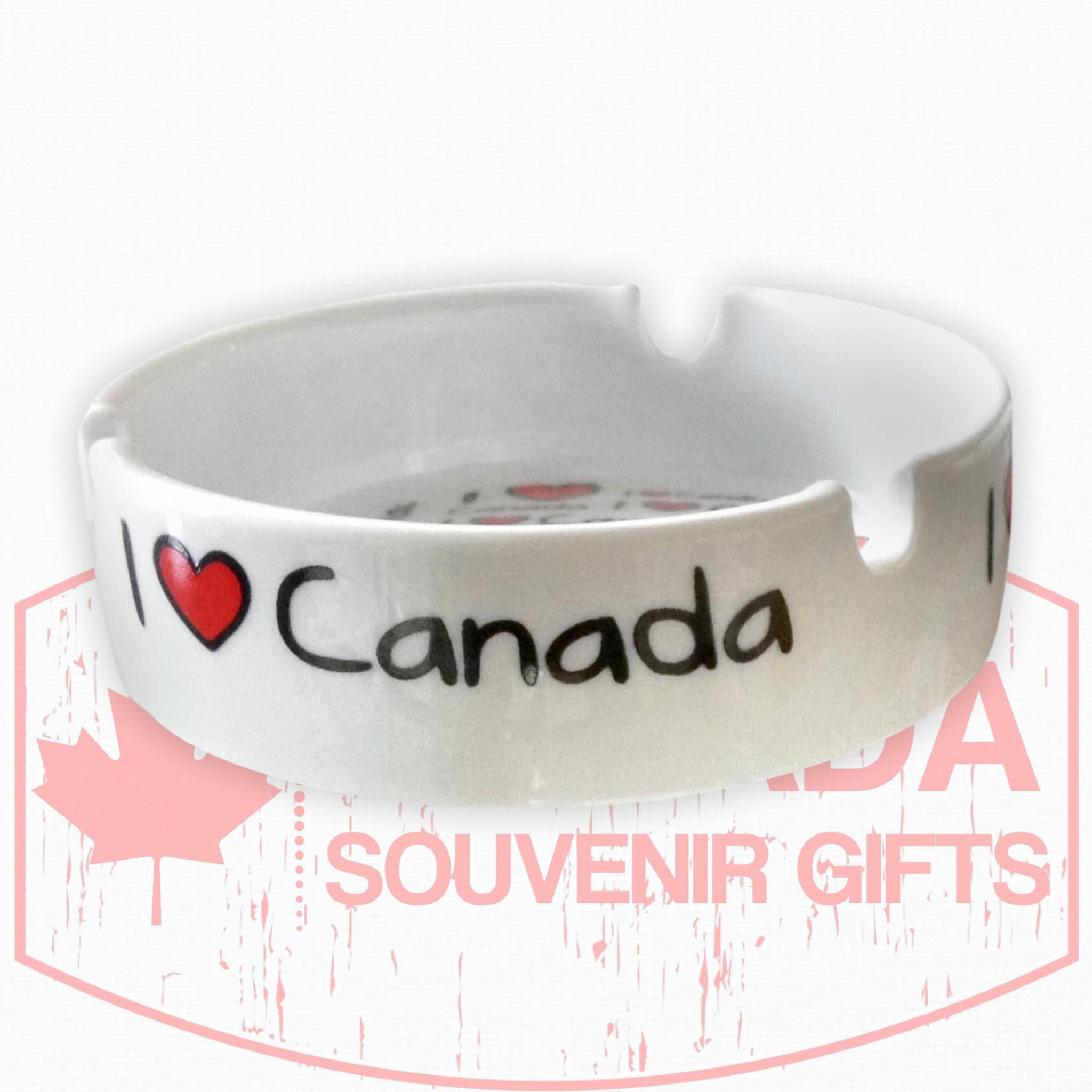 Ashtray I Love Canada | 4" D Ceramic Canada Themed Design W/ Box