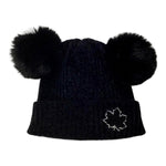 BLACK MICKEY MOUSE MAPLE LEAF BEANIE - POMPOM HAT
