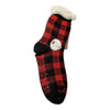 Buffalo Plaid Canada Thermal Sherpa Slipper Socks Winter Fleece Anti Slip Sock