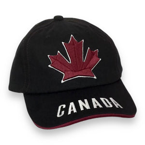 CANADA BLACK BASEBALL CAP W/ EMBROIDERY MAPLE LEAF ICONIC LOGO