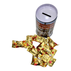 CANADA MAPLE CREAM CHOCOLATE 10 INDIVIDUALLY PACKED IN METAL PIGGY BANK CONTAINER