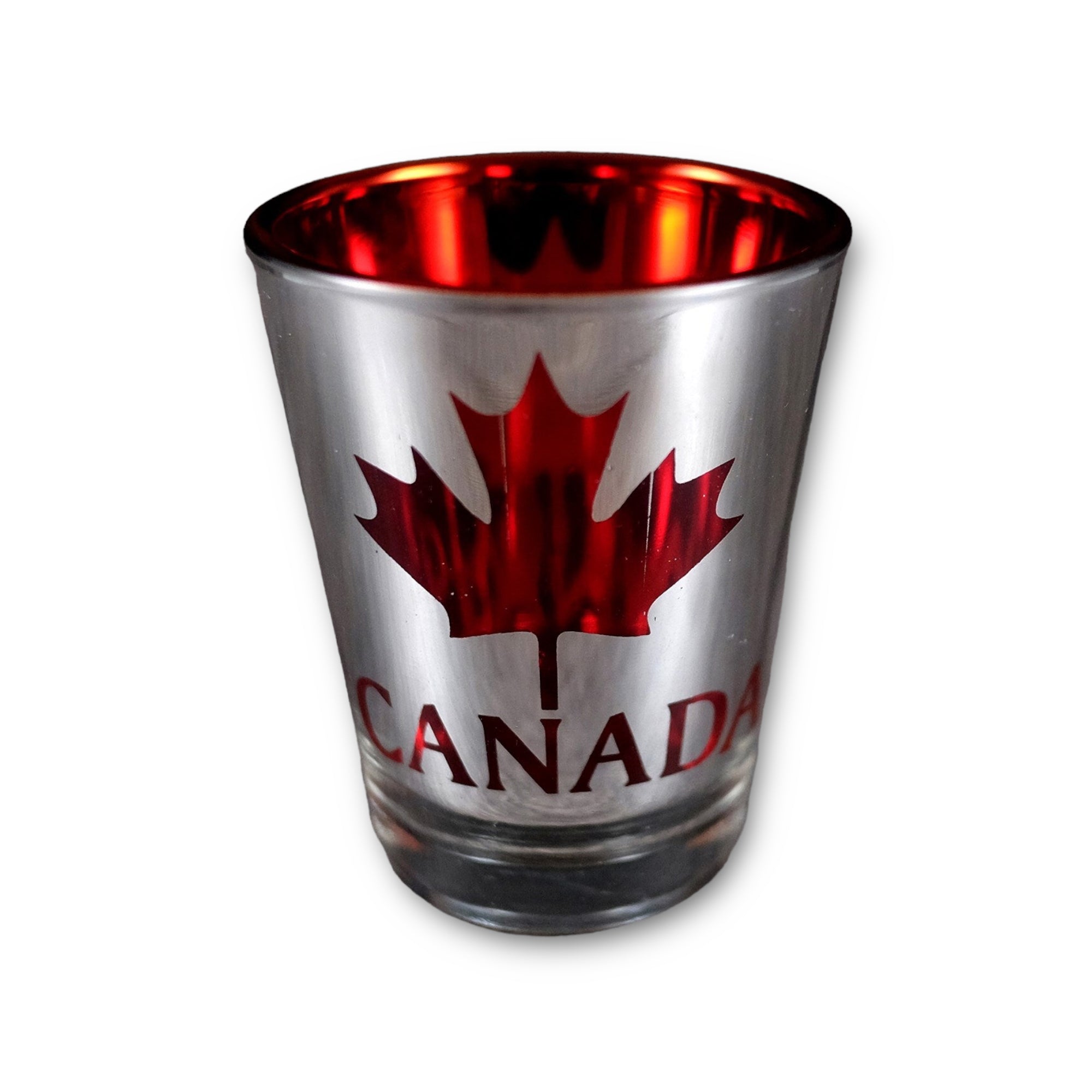 CANADA SHOT GLASS SILVER/RED