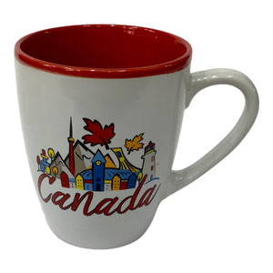 COFFEE MUG - CANADA SCENE PAINTING THEME PRINT RED AND WHITE 11 oz CUP