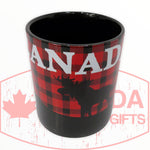 Canada Bear, Wolf Buffalo Plaid Moose Mug - Red and Black Ceramic Coffee Cup - Montreal Themed