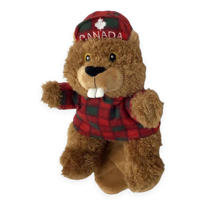 Canada Beaver Stuffed Animal with Red Green Plaid Sweater & Hat 10” Plush Toy