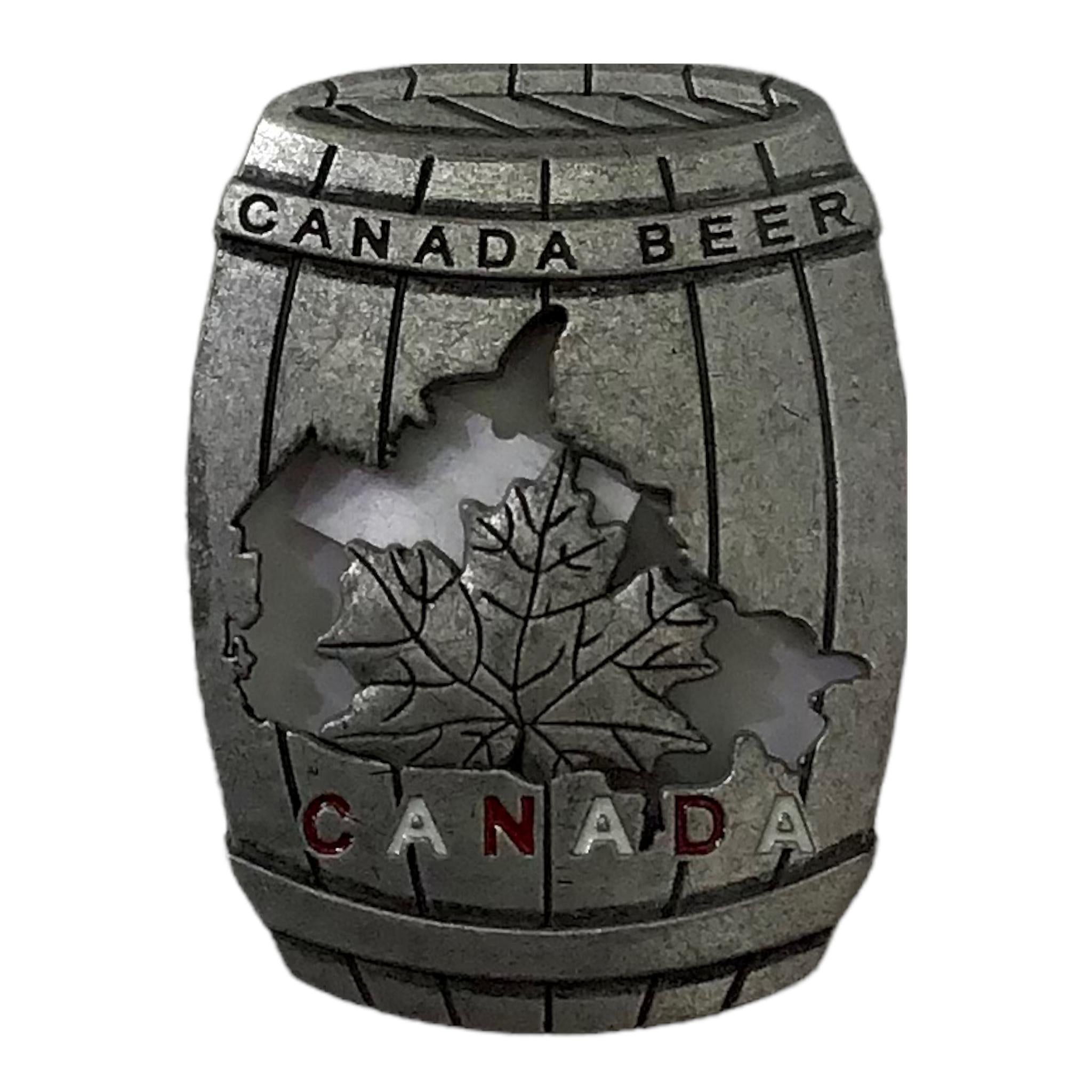 Canada Beer Barrel Shaped w/ Maple Leaf Cut Fridge Magnet Souvenir