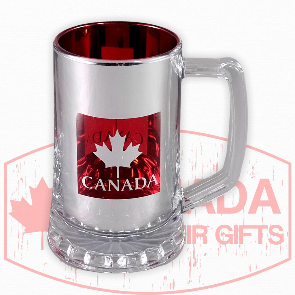 Canada Beer Glass Mug 250 ml | Canadian Maple Leaf Themed w/ Red Interior Beer Glass