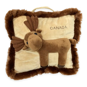 Canada Big Eye Moose Stuffed Animal Plush Pillow for Kids 14.5 X 13 Inches | Wild Moose Stuffed Animal Plush Toy | Plush Travel Pillow-Canada Moose