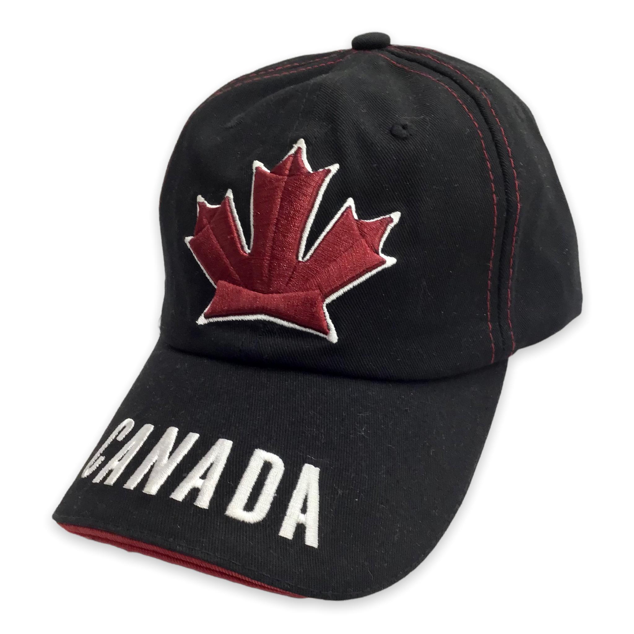 Canada Black Baseball Cap | Maple Leaf Embroidered Adjustable Hat