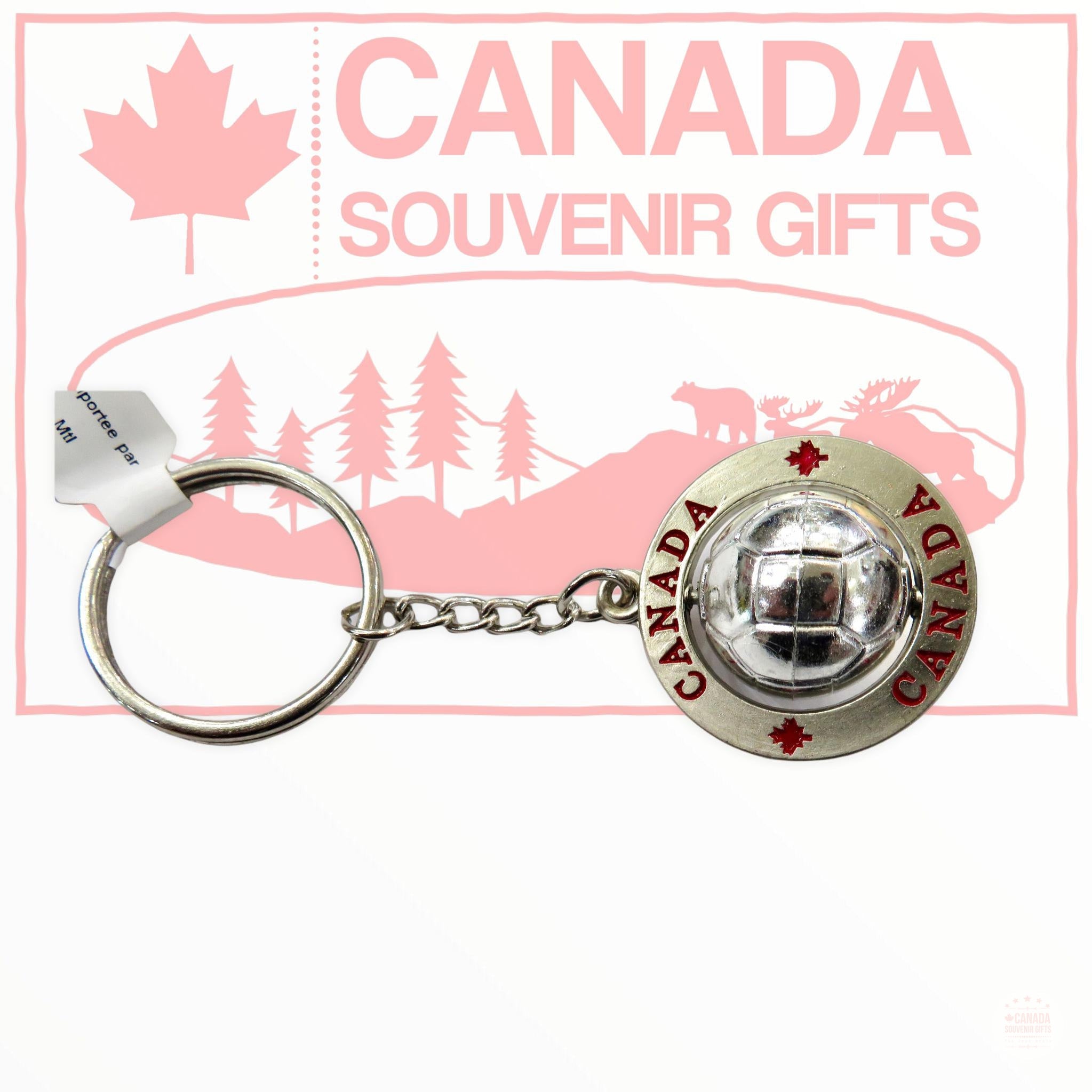Canada Circle Shaped Keychain with spinning soccer ball Porte Cle