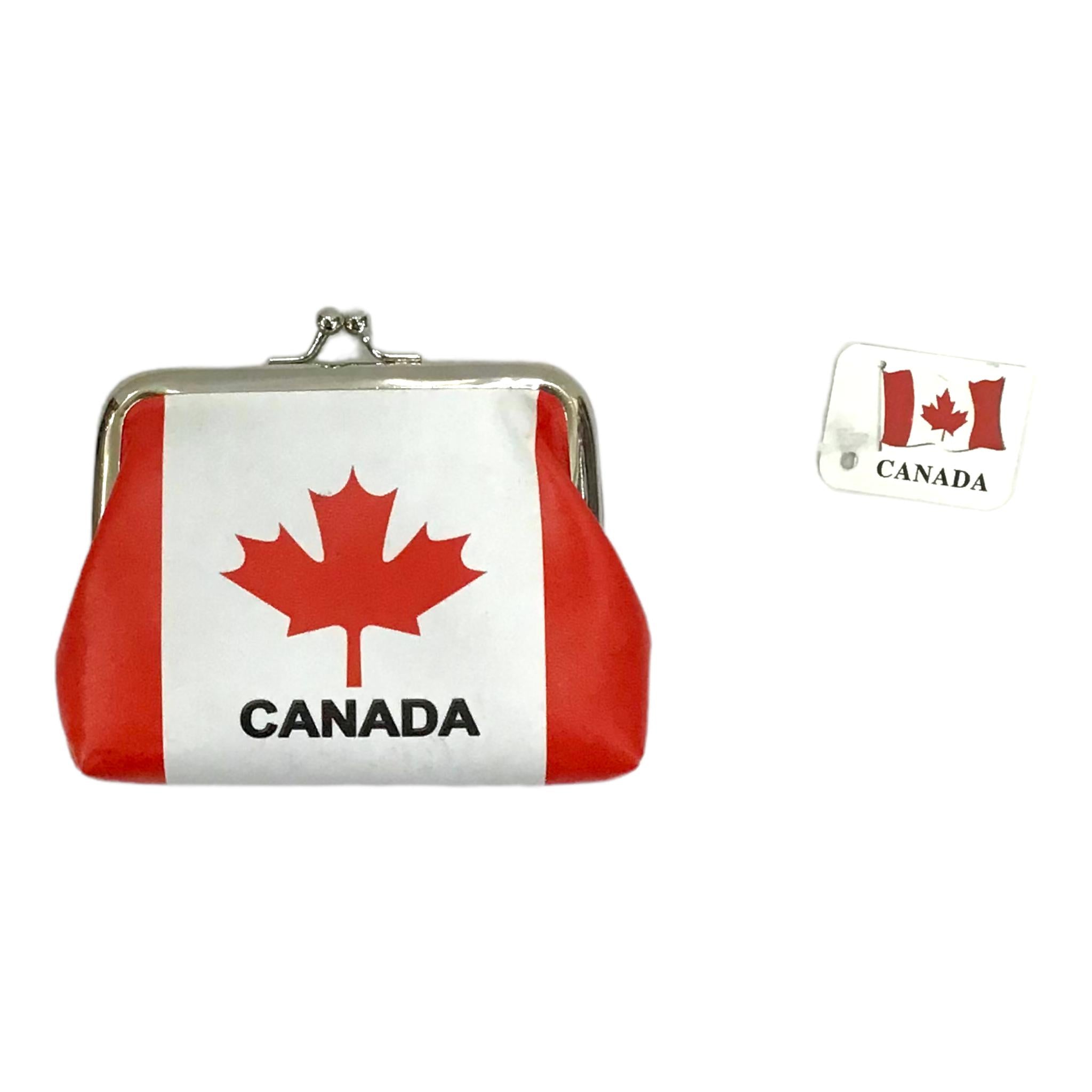 Canada Flag Coin Purse Wallet Buckle Kiss-Lock Small Faux Leather Change Pouch Gift For Women