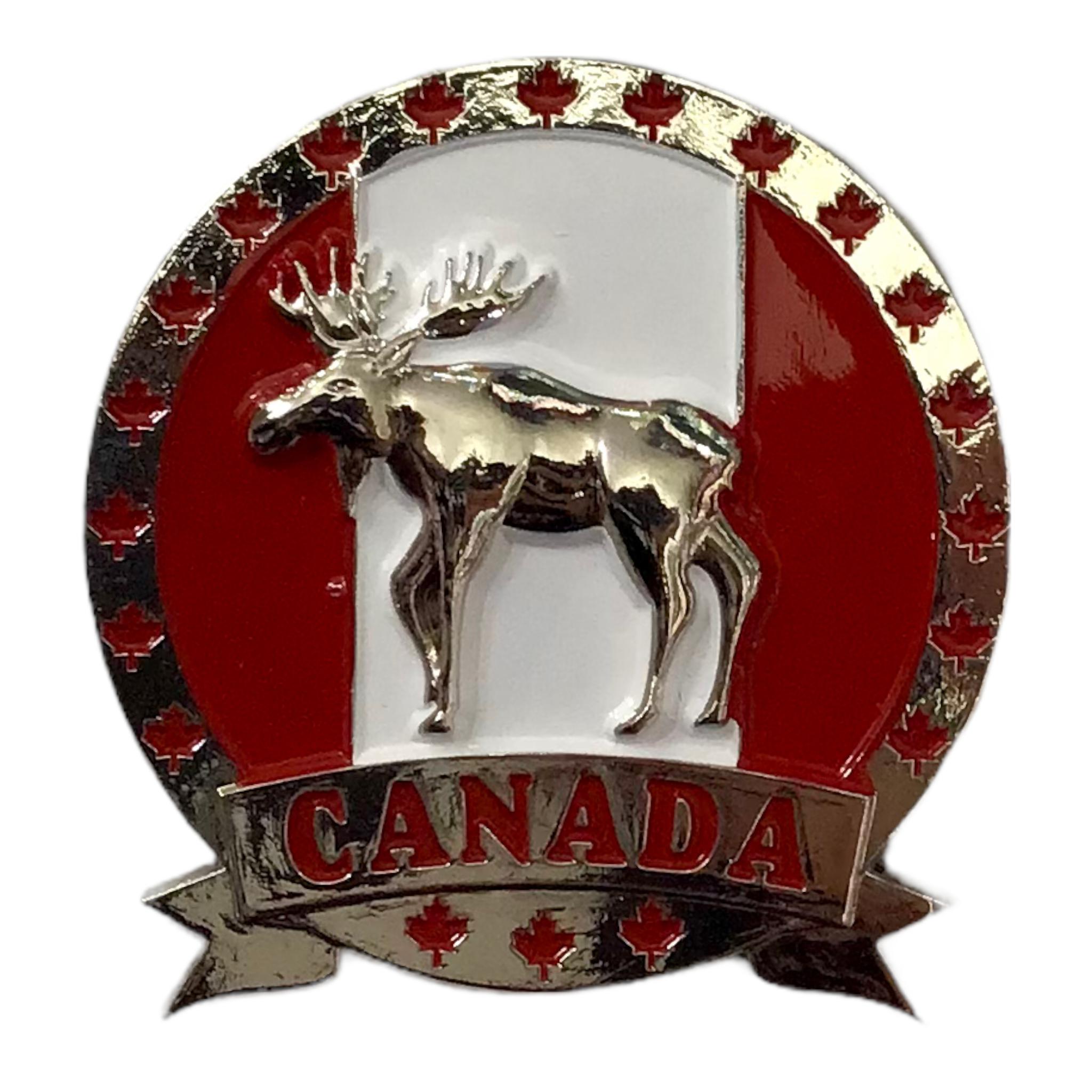 Canada Fridge Magnet - Moose Chrome Circle Shaped Aimant