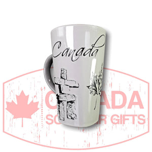 Canada Inukshuk Inuit Native / Maple Leaf Themed16oz Coffee Mug - Ceramic Tall Coffee Cup