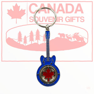 Canada Maple Leaf Spinner Guitar Keychain