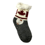 Canada Maple Leaf Thermal Sherpa Slipper Socks Winter Fleece Anti Slip Sock