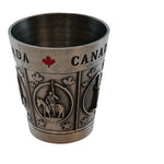 Canada Metal Shot Glass Silver & Bronze Color Canadian Vintage Souvenir Gift