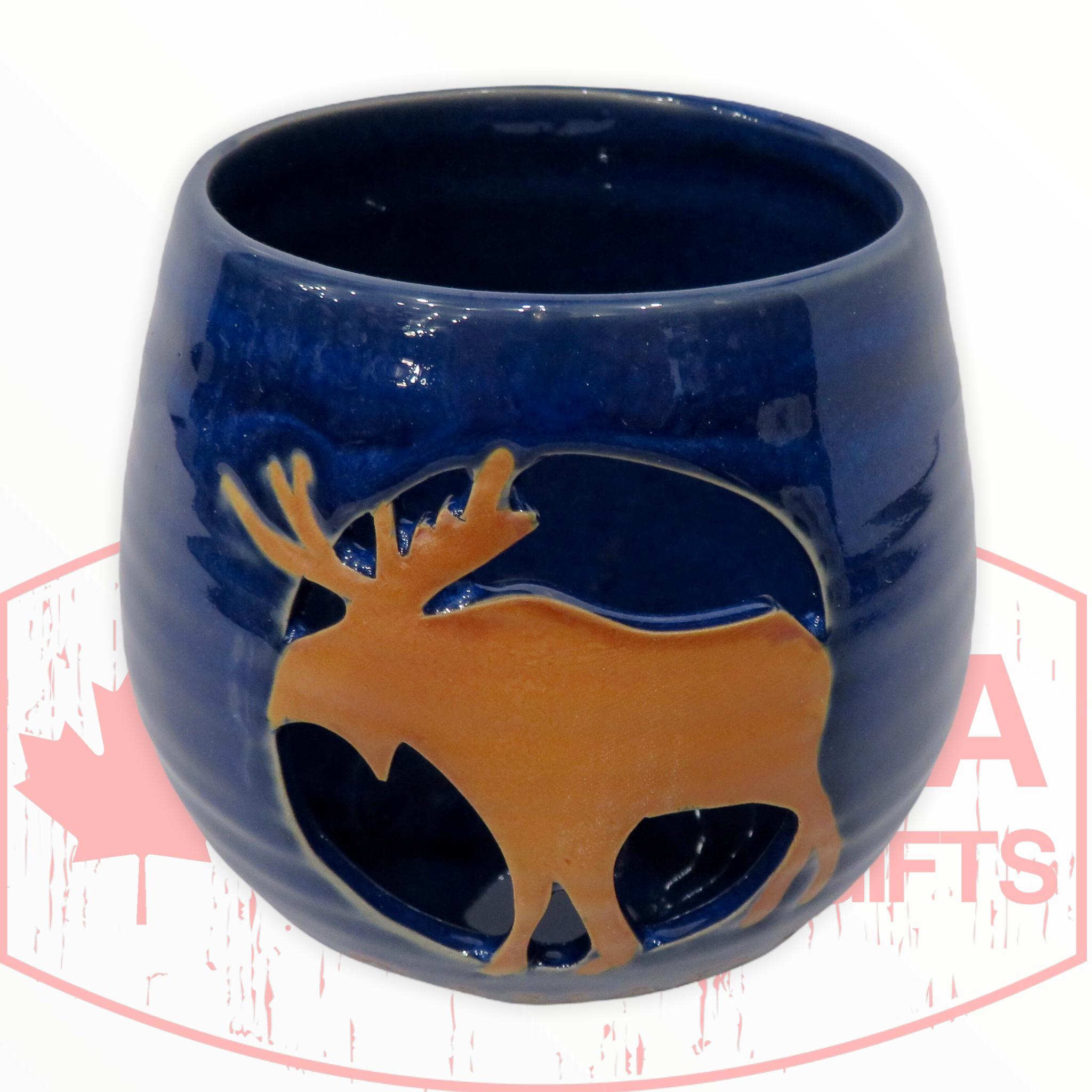 Canada Moose Bowl Shaped Ceramic Candle Holder - Tea Light Candle Holder Jar 22 oz