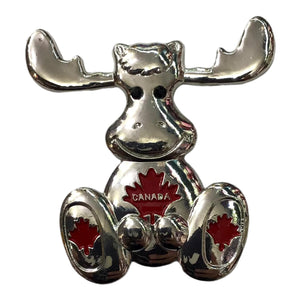 Canada Moose Chrome with Red Maple Leaf Souvenir Magnet