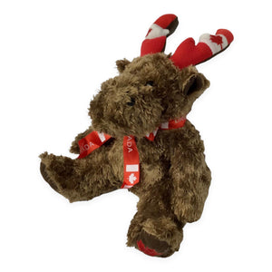 Canada Moose Plush Toy | 10” Inch Stuffed Animal Plush Toy with Scarf Around The Neck | Adorable Playtime Sitting Moose Plush Toy | Soft Stuffed Moose Animal Toys for Kids - Multicolor