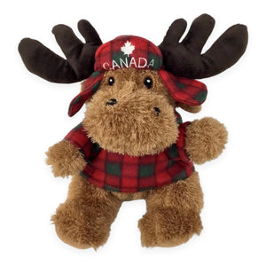 Canada Moose Stuffed Animal with Red Green Plaid Sweater & Hat 10” Plush Toy