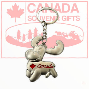 Canada Moose on the Run Keychain | Canada Moose Sitting Key Fob