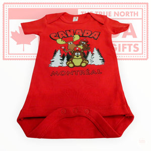 Canada Party Beaver Moose & Bear Onesie, Friends Party Red Onesie for toddlers 3-months to 18-months