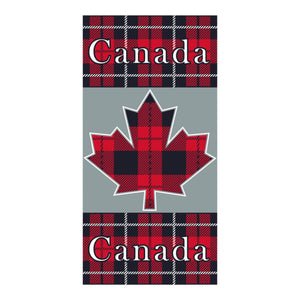 Canada Plaid Maple Leaf Beach Towel - Canadian Souvenir Collection Cotton Towel